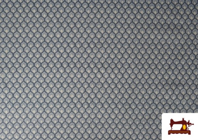 Acheter Tissu Coton Géométrique Petit Médaillon Chemise couleur Bleu