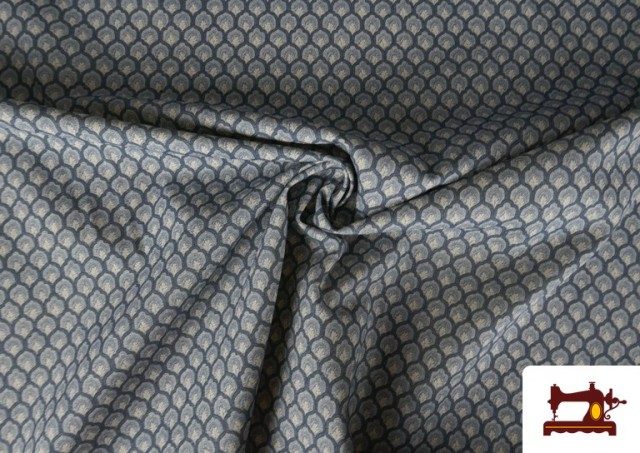 Vente en ligne de Tissu Coton Géométrique Petit Médaillon Chemise couleur Bleu
