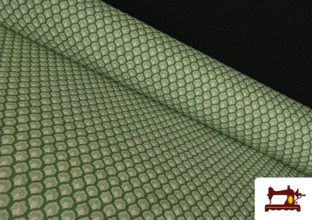 Tissu Coton Géométrique Petit Médaillon Chemise couleur Vert