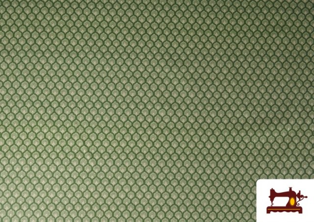 Tissu Coton Géométrique Petit Médaillon Chemise couleur Vert