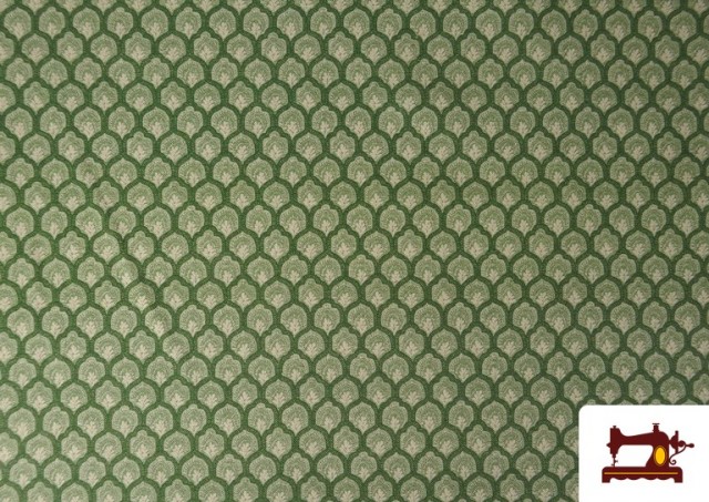 Acheter Tissu Coton Géométrique Petit Médaillon Chemise couleur Vert