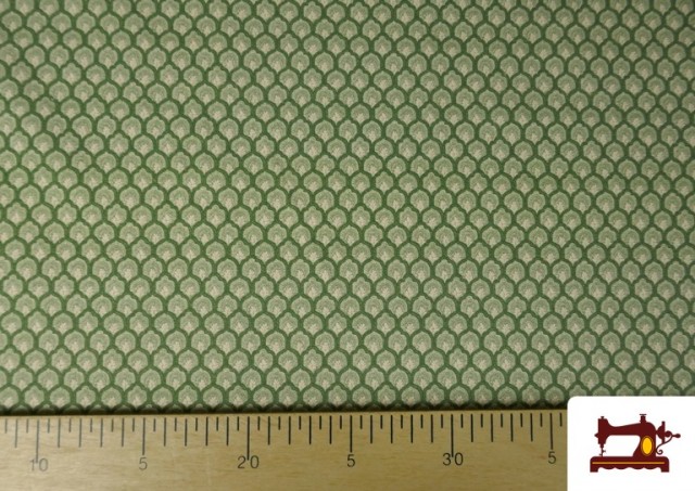 Vente de Tissu Coton Géométrique Petit Médaillon Chemise couleur Vert