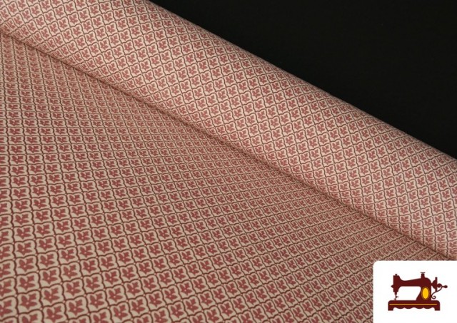 Tissu Coton Géométrique Médaillon Rouge