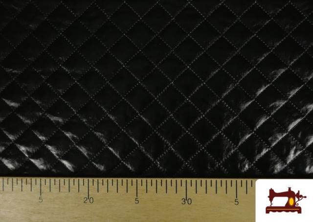 Acheter en ligne Tissu Matelassé Métallisé en Relief couleur Noir