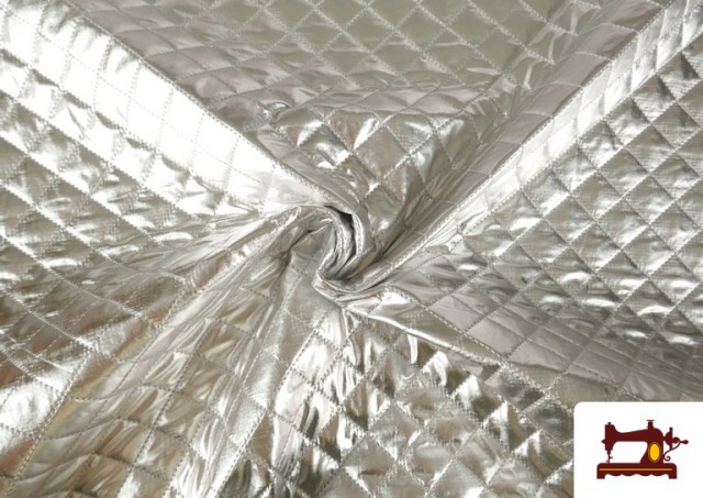Vente en ligne de Tissu Matelassé Métallisé en Relief couleur Argenté