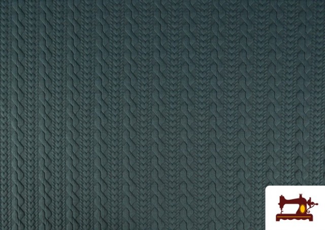 Tissu Maille pour Pull Tricot Tresse couleur Vert Pétrole