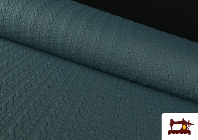 Acheter Tissu Maille pour Pull Tricot Tresse couleur Vert Pétrole