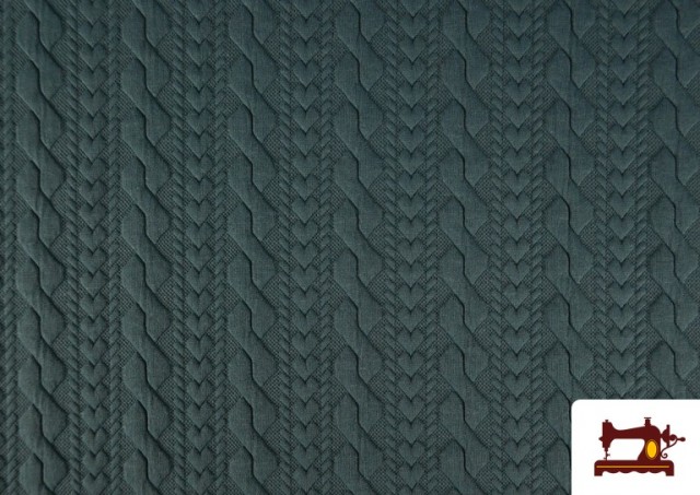 Vente de Tissu Maille pour Pull Tricot Tresse couleur Vert Pétrole