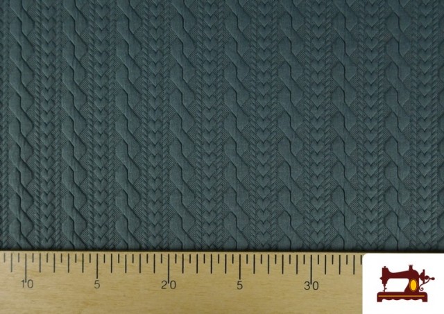 Acheter en ligne Tissu Maille pour Pull Tricot Tresse couleur Vert Pétrole