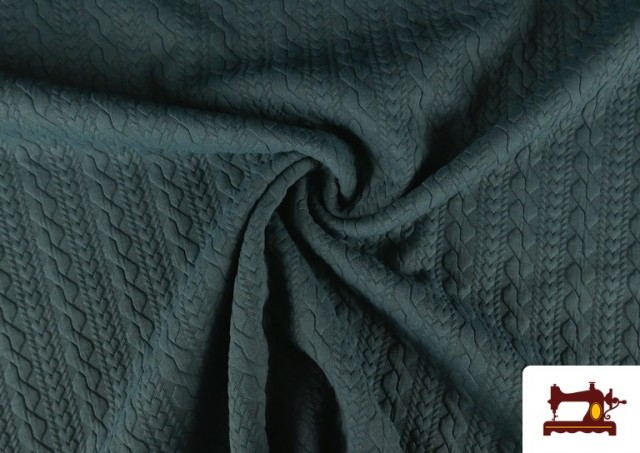 Vente en ligne de Tissu Maille pour Pull Tricot Tresse couleur Vert Pétrole