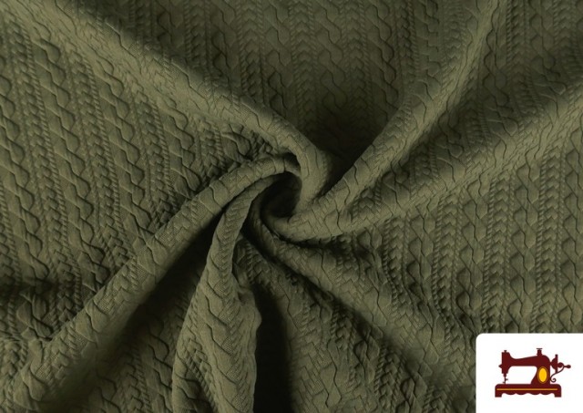 Vente de Tissu Maille pour Pull Tricot Tresse couleur Kaki