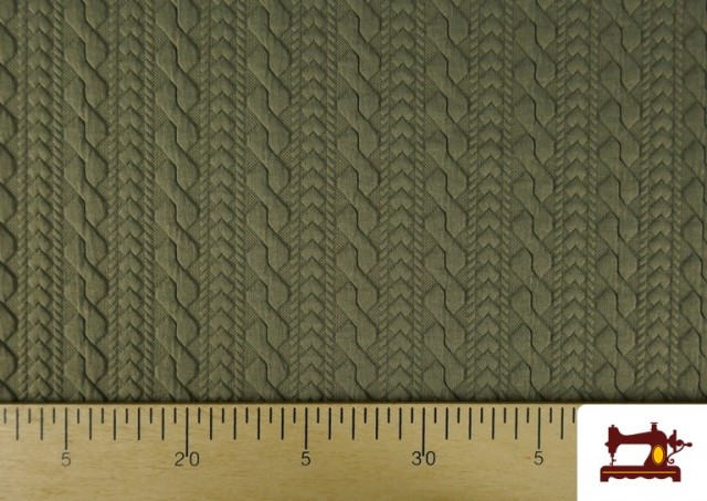 Acheter en ligne Tissu Maille pour Pull Tricot Tresse couleur Kaki