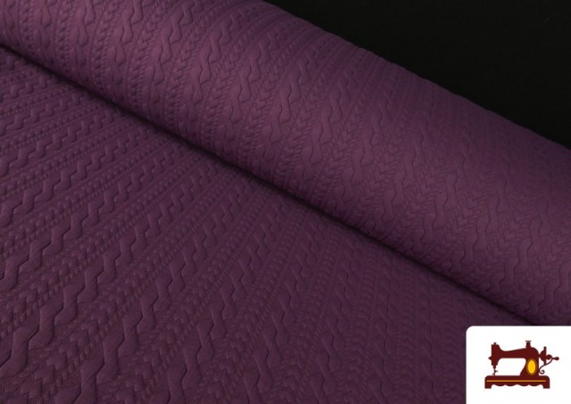 Vente en ligne de Tissu Maille pour Pull Tricot Tresse couleur Violet foncé