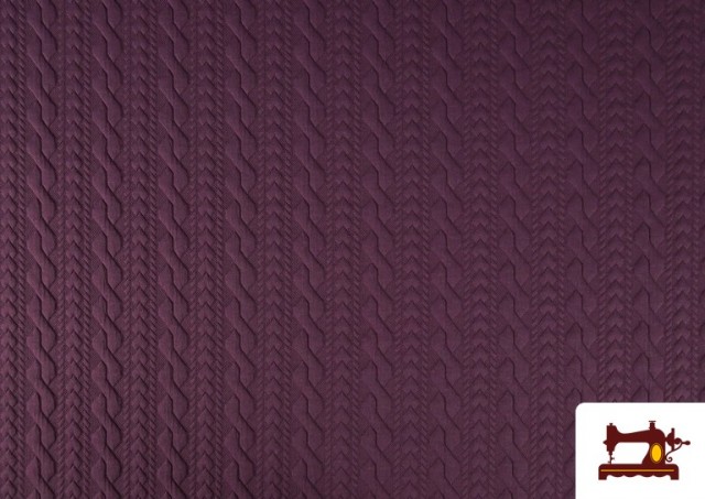 Tissu Maille pour Pull Tricot Tresse couleur Violet foncé