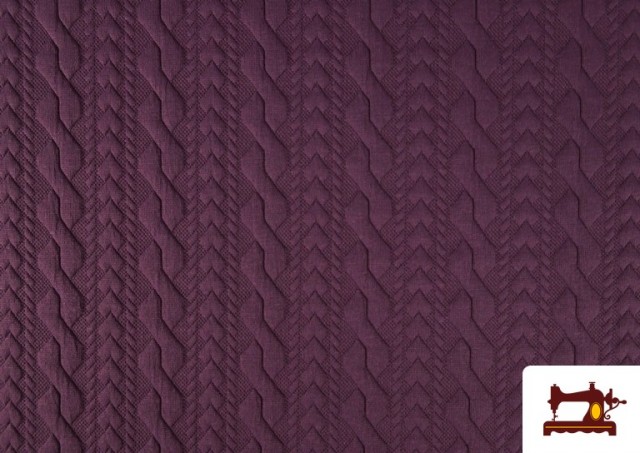 Tissu Maille pour Pull Tricot Tresse couleur Violet foncé