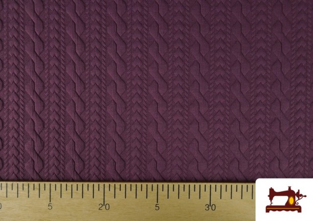 Tissu Maille pour Pull Tricot Tresse couleur Violet foncé