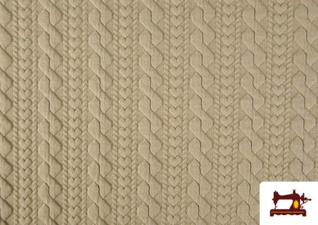 Vente de Tissu Maille pour Pull Tricot Tresse couleur Beige