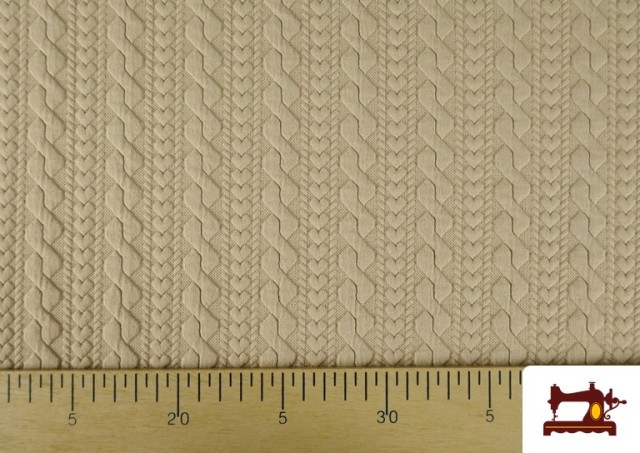Acheter en ligne Tissu Maille pour Pull Tricot Tresse couleur Beige