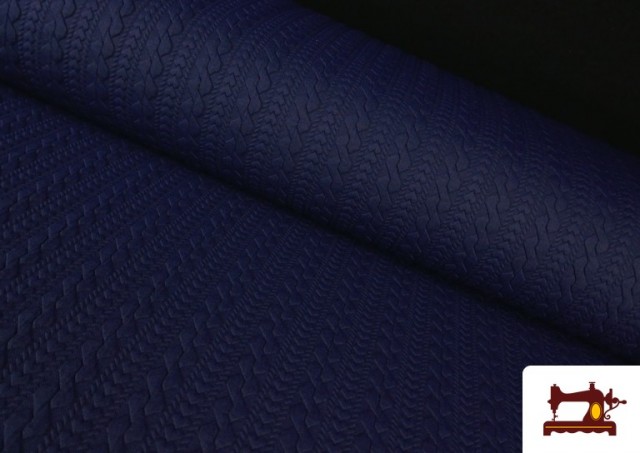 Tissu Maille pour Pull Tricot Tresse couleur Bleu Marine