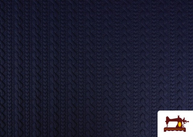 Tissu Maille pour Pull Tricot Tresse couleur Bleu Marine