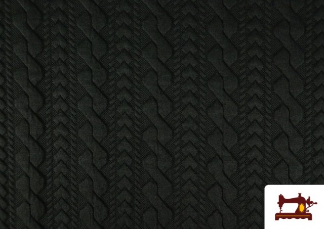 Tissu Maille pour Pull Tricot Tresse couleur Noir