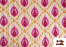 Tissu Mousseline de Coton Matelassé Réversible Ethnique Rose Floral