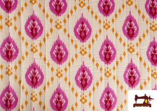 Tissu Mousseline de Coton Matelassé Réversible Ethnique Rose Floral Tissu Mousseline de Coton Matelassé Réversible Ethnique Rose Floral