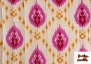 Vente de Tissu Mousseline de Coton Matelassé Réversible Ethnique Rose Floral