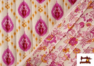 Acheter en ligne Tissu Mousseline de Coton Matelassé Réversible Ethnique Rose Floral Acheter en ligne Tissu Mousseline de Coton Matelassé Réversible Ethnique Rose Floral