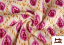 Tissu Mousseline de Coton Matelassé Réversible Ethnique Rose Floral