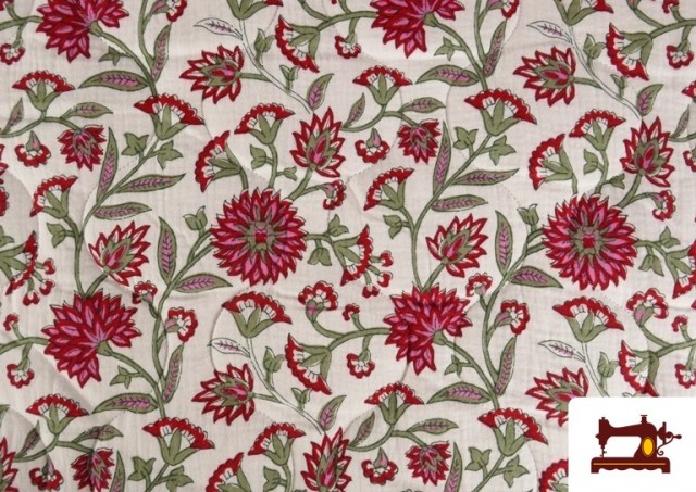 Acheter Tissu Mousseline de Coton Matelassé Réversible Floral