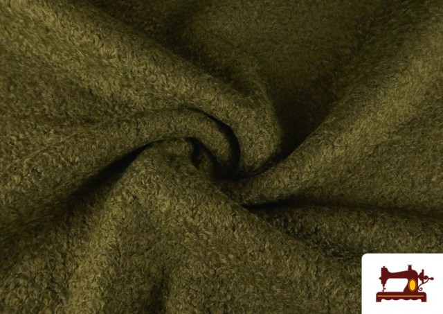 Acheter Tissu Pour Manteau Baguilla Curly Bouclé Coloré couleur Kaki
