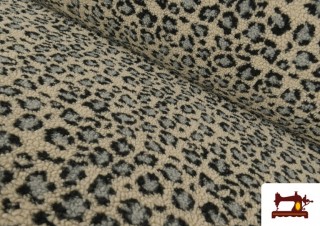 Tissu Mouton Bouclé Imprimé Léopard couleur Gris