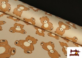 Tissu Sweat French Terry Imprimé Oursons en Peluche