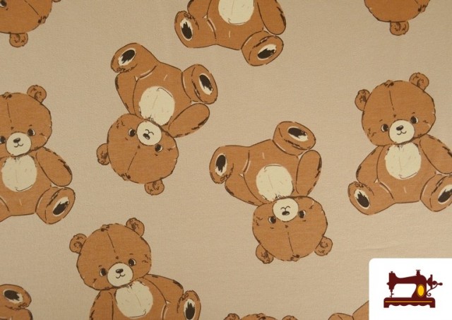 Vente de Tissu Sweat French Terry Imprimé Oursons en Peluche