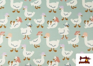 Tissu Sweat French Terry Imprimé Petits Canards Amusants