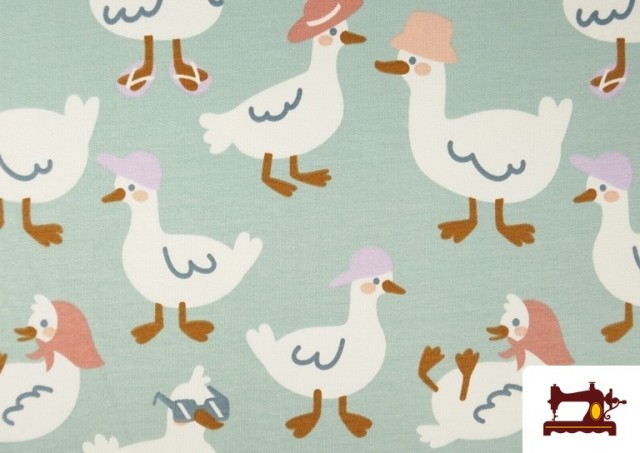 Vente de Tissu Sweat French Terry Imprimé Petits Canards Amusants
