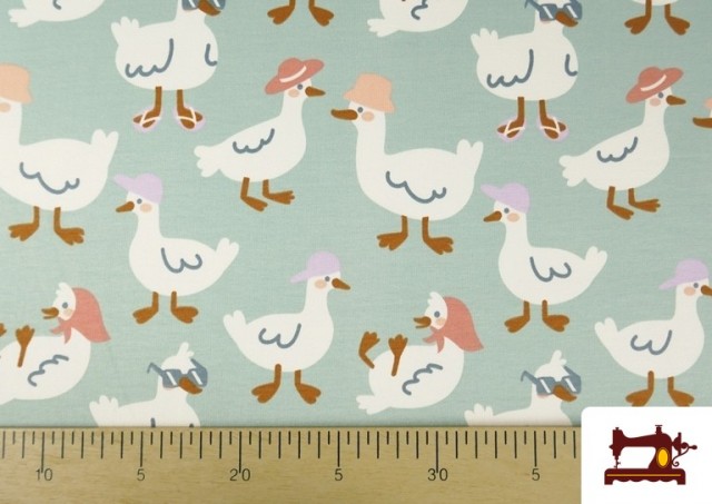 Acheter en ligne Tissu Sweat French Terry Imprimé Petits Canards Amusants