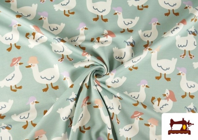 Vente en ligne de Tissu Sweat French Terry Imprimé Petits Canards Amusants