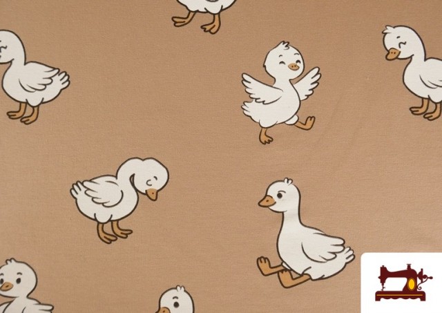 Vente de Tissu French Terry Sweatshirt Motif Petits Canards Enfant