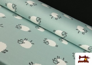 Tissu Sweat French Terry Imprimé Moutons Amusants pour Pyjama