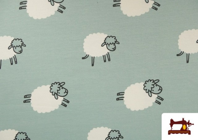 Vente de Tissu Sweat French Terry Imprimé Moutons Amusants pour Pyjama