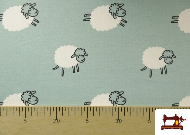 Acheter en ligne Tissu Sweat French Terry Imprimé Moutons Amusants pour Pyjama