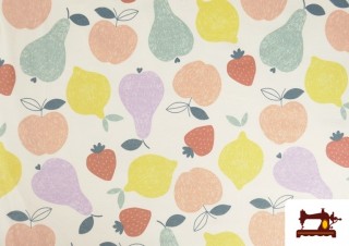 Tissu Sweat French Terry Imprimé Fruits Colorés