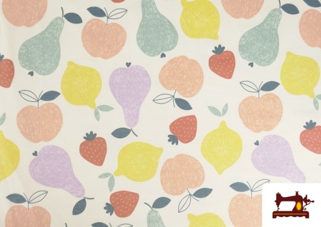 Tissu Sweat French Terry Imprimé Fruits Colorés