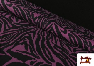 Tissu Jersey Viscose Zèbre en Couleurs couleur Violet foncé