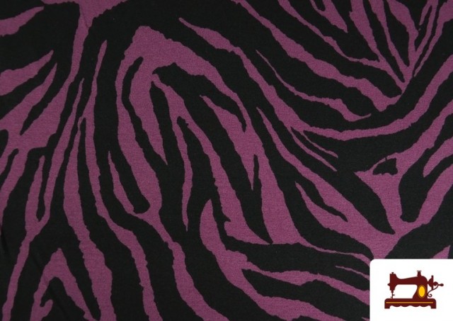 Vente de Tissu Jersey Viscose Zèbre en Couleurs couleur Violet foncé