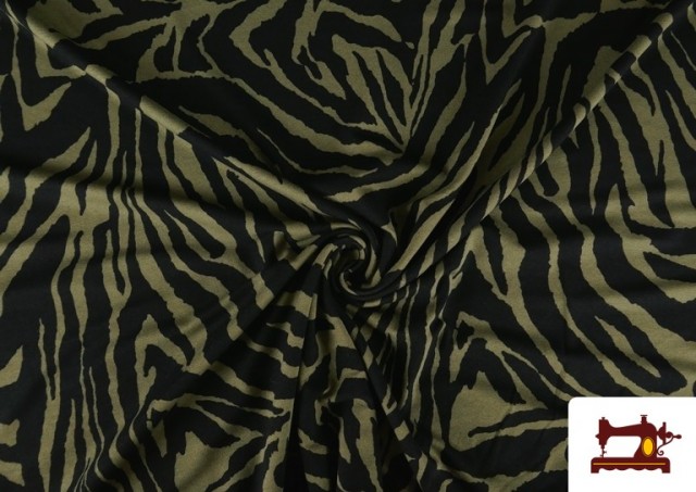 Vente de Tissu Jersey Viscose Zèbre en Couleurs couleur Kaki