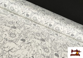 Jersey imprimé animaux de la jungle enfant noir et blanc Jersey imprimé animaux de la jungle enfant noir et blanc