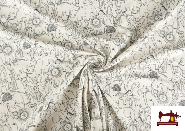Acheter en ligne Jersey imprimé animaux de la jungle enfant noir et blanc